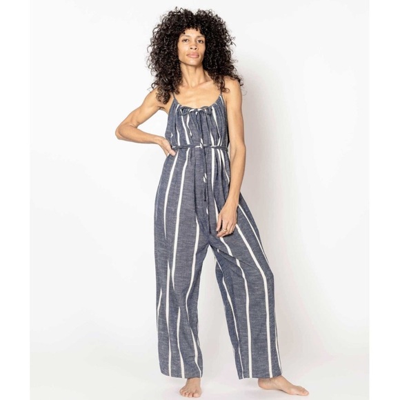 Ace & Jig Pants - Ace & Jig Jo Jumpall Jumpsuit in Striped Jumpsuit in League Blue